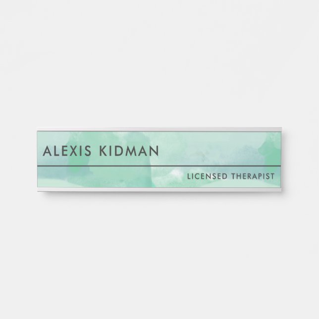 Calm Seafoam Watercolor Door Sign (Front)