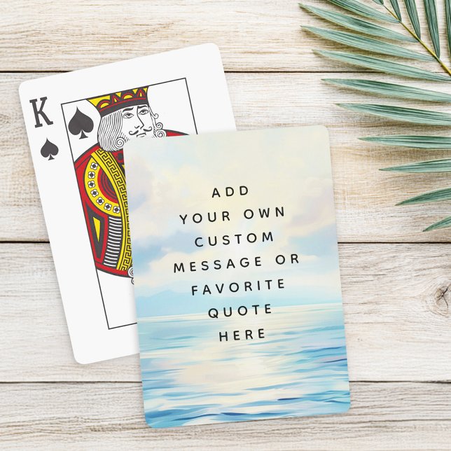 Calm seas ocean sunrise painting custom message playing cards (Calm seas ocean sunrise painting custom message poker cards)