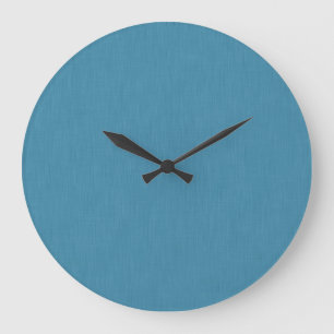 Calm & simple Blue linen textured background Large Clock