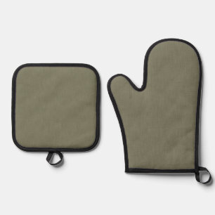 Calm & simple olive green textured background oven mitt & pot holder set