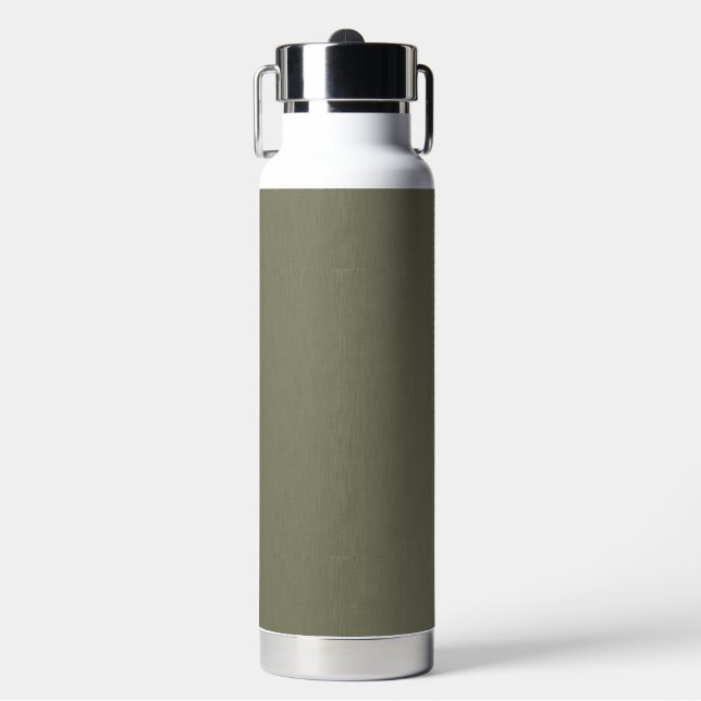Calm & simple olive green textured background  water bottle (Front)