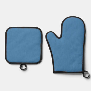 Calm & simple plain blue textured background oven mitt & pot holder set