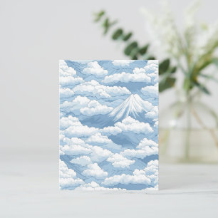 Calm Snowy Mountains Watercolor Blue White Harmony Postcard