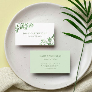 Calm Soft Greenery Leaves - Therapist Business Card
