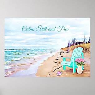 Calm, Still and Free Beachy 'Ocean Tranquil Poster