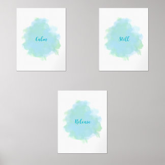Calm Still Release Wall Art 3 Set Blue Green 