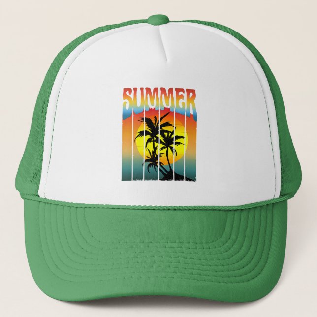 CALM SUMMER SUNSET TRUCKER HAT (Front)