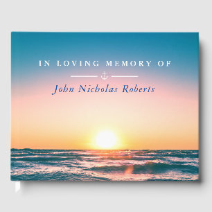 Calm Sunset Anchor Nautical Memorial Service Guest Book