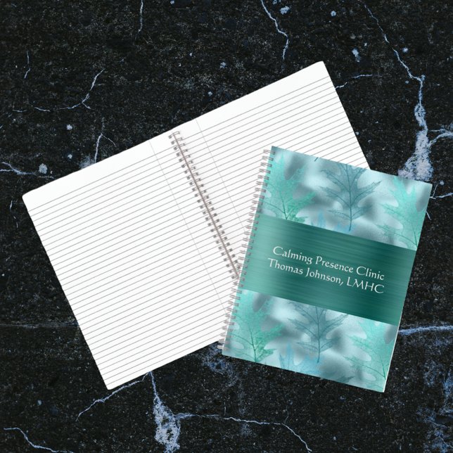 Calm Teal Leafy Shimmer Psychotherapy or Counsello Notebook (Creator Uploaded)