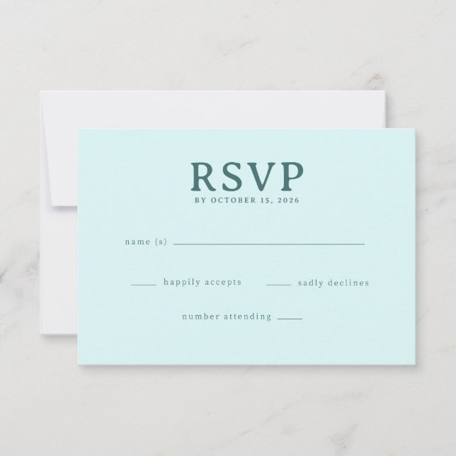 Calm Teal Minimalist RSVP Card (Front)