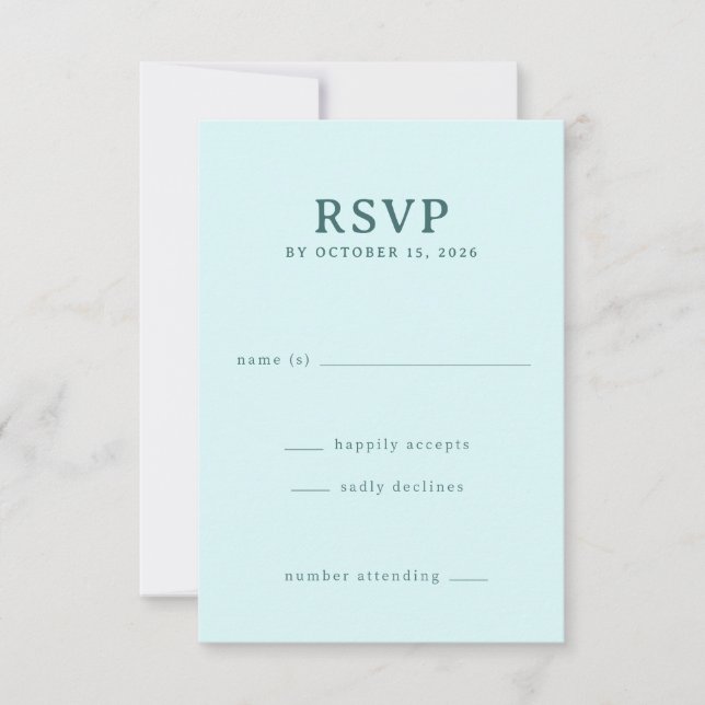 Calm Teal Minimalist RSVP Card (Front)