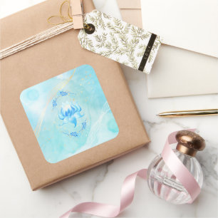 Calm Teal Petal Bloom Square Sticker