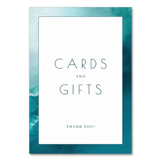 Calm Teal Watercolor Gratitude Card (Front)