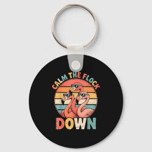 Calm The Flock Down Flamingo Key Ring