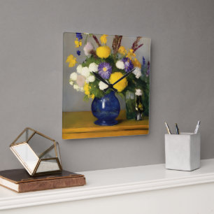 Calm Watercolour Botanical Art Square Wall Clock