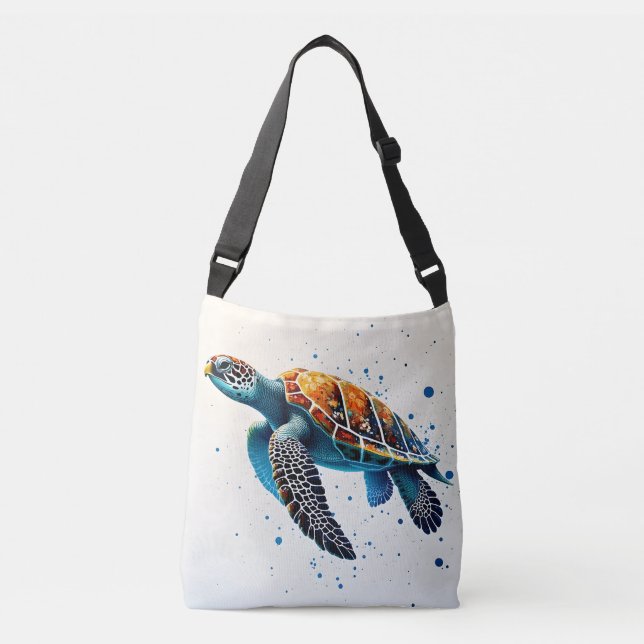 Calm Waters: Celebrate Sea Turtles with ocean Crossbody Bag (Front)