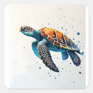 Calm Waters: Celebrate Sea Turtles with ocean Square Sticker