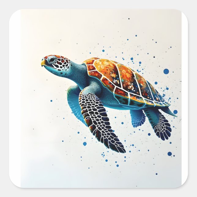 Calm Waters: Celebrate Sea Turtles with ocean Square Sticker (Front)