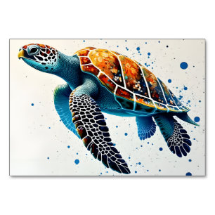 Calm Waters: Celebrate Sea Turtles with ocean Table Number