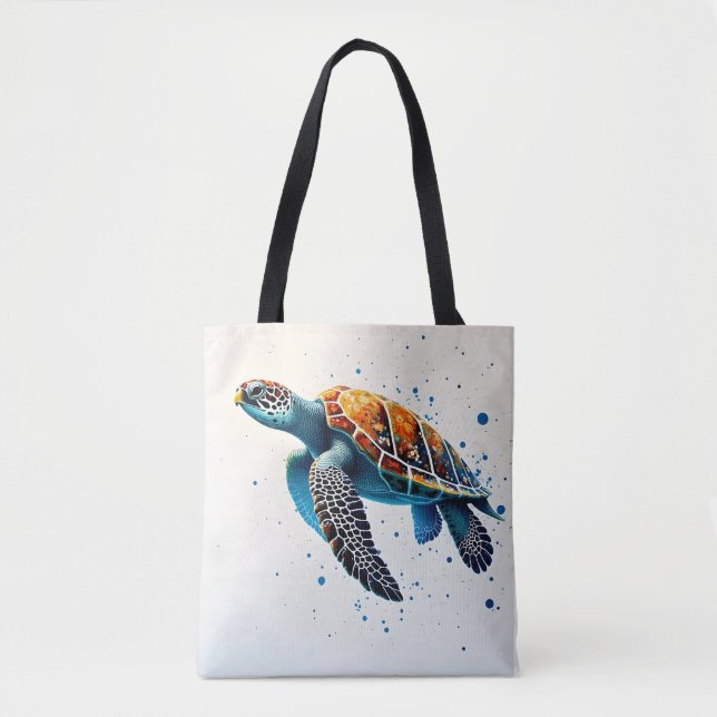 Calm Waters: Celebrate Sea Turtles with ocean Tote Bag (Front)