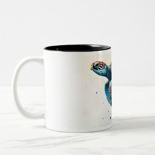 Calm Waters: Celebrate Sea Turtles with ocean Two-Tone Coffee Mug (Left)