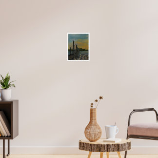 Calm Waters Sunset with Seagulls Poster
