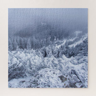 Calm Winter Mountains: Foggy Serenity. Jigsaw Puzzle