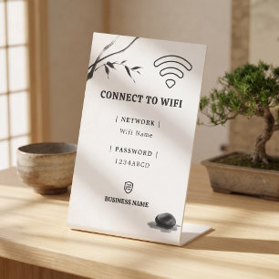 Calm Zen Stone Logo Guest Password Pedestal Sign