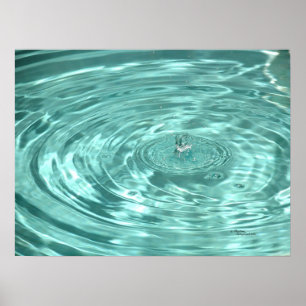 Calming beautiful blue water drop ripples Poster