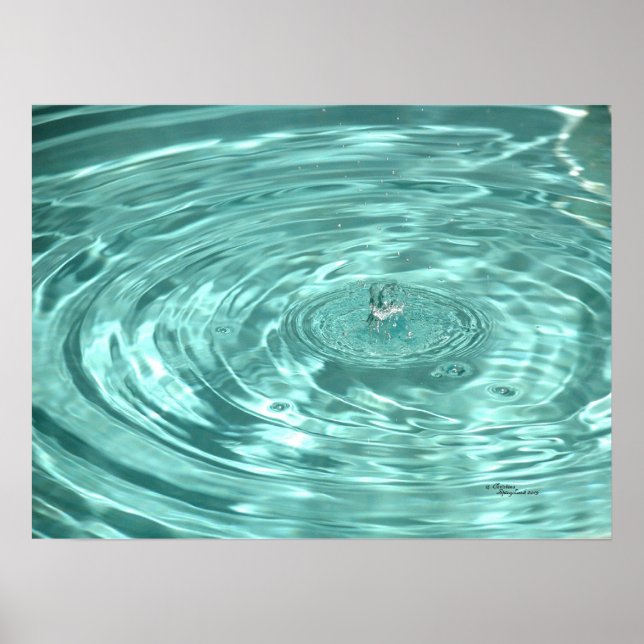 Calming beautiful blue water drop ripples Poster (Front)