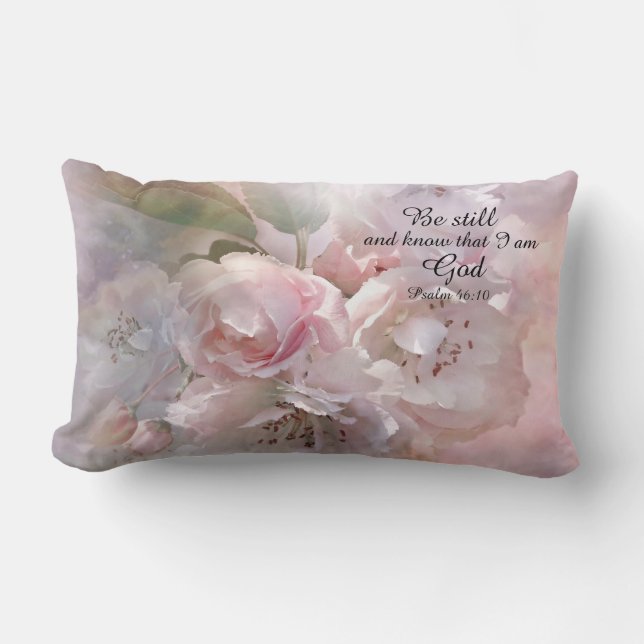 Calming Blossom with a Bible message Lumbar Cushion (Front)