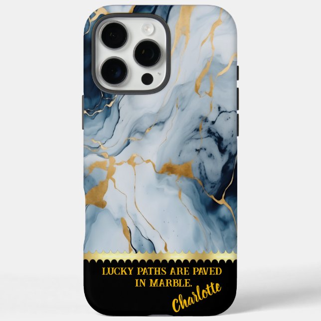 Calming blue and gold marble veins Case-Mate iPhone case (Back)