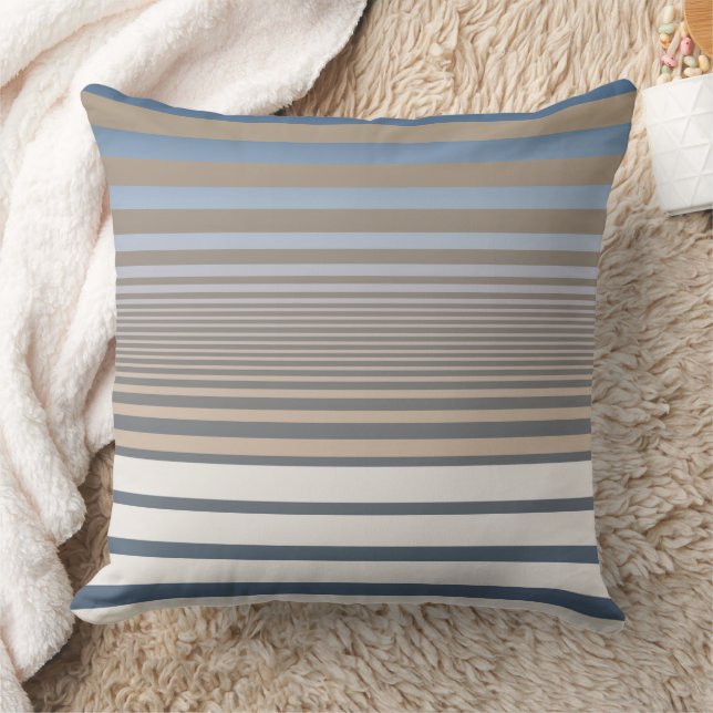 Calming Blue and Tan Gradient Stripes Cushion (Blanket)
