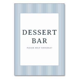 Calming Blue Minimalist Dessert Bar Sign Table Number