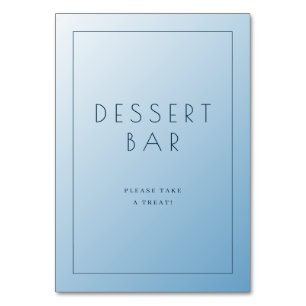 Calming Blue Minimalist Dessert Bar Sign Table Number