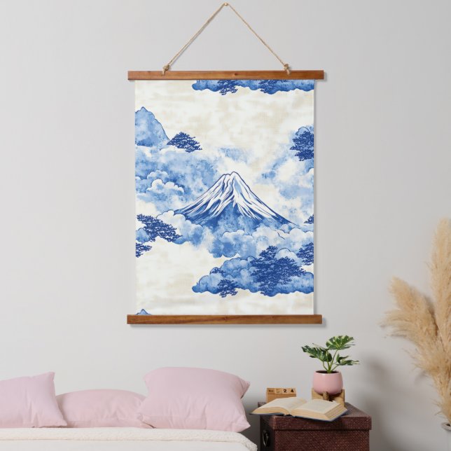 Calming Blue Snow Peak Cloud Landscape Hanging Tapestry (Bedroom)