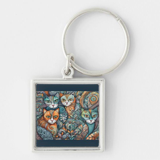calming cats 2 keychain (Front)