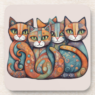 calming cats 3 coaster set