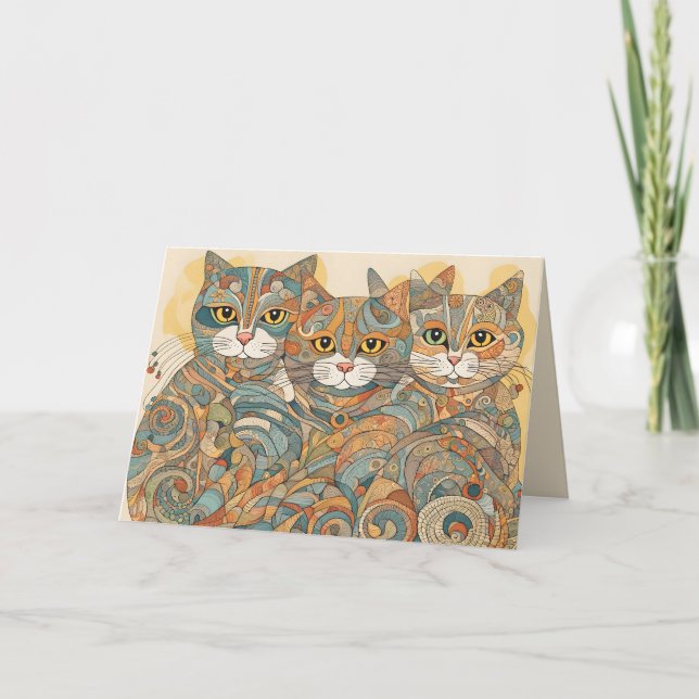 calming cats 4 greeting card (Front)