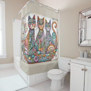 calming cats shower curtain