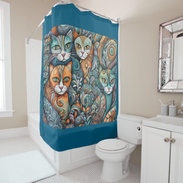calming cats shower curtain (In Situ)