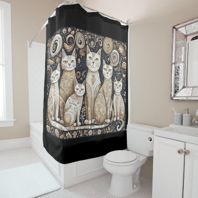 calming cats shower curtain (In Situ)