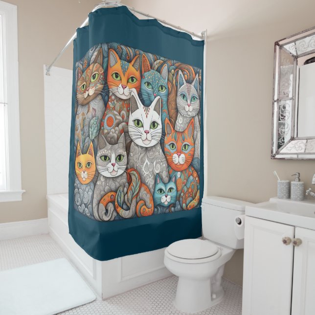 calming cats shower curtain (In Situ)