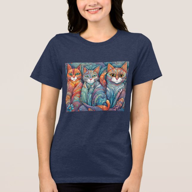 calming cats Tri-Blend shirt (Front)
