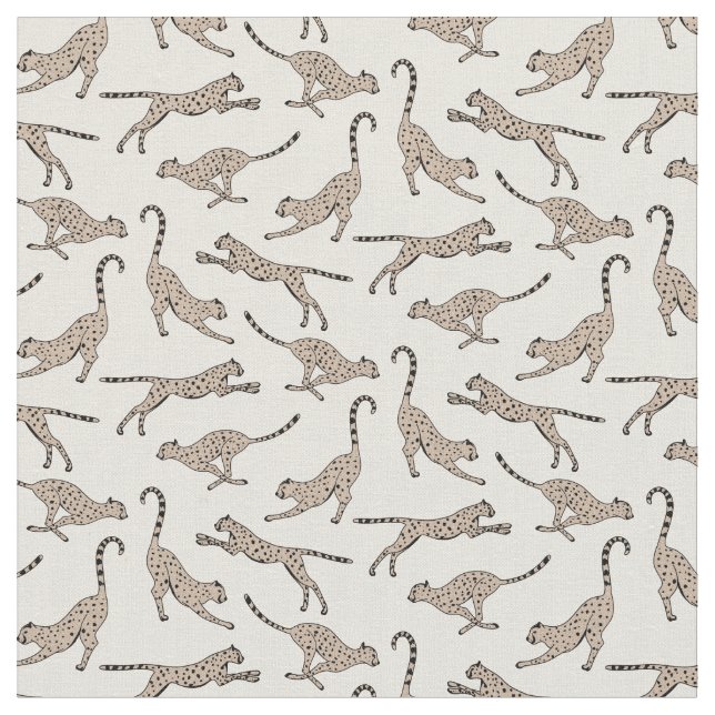Calming cheetah leopard neutral warm beige cream fabric (Close Up)