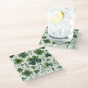 Calming Clovers Glass Coaster