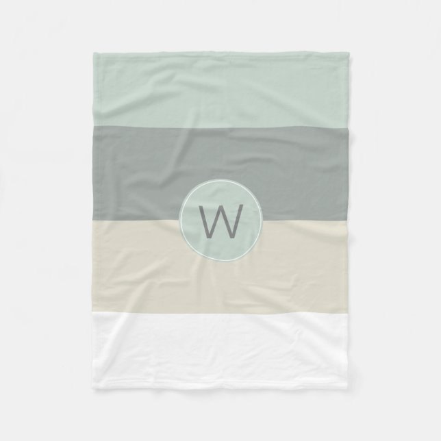 Calming Colours Minimalist Stripes with Monogram Fleece Blanket (Front)