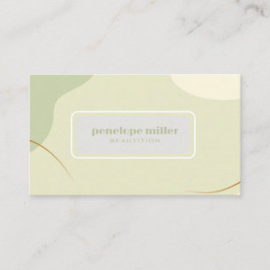 Calming colours of beige and green Beautician Business Card