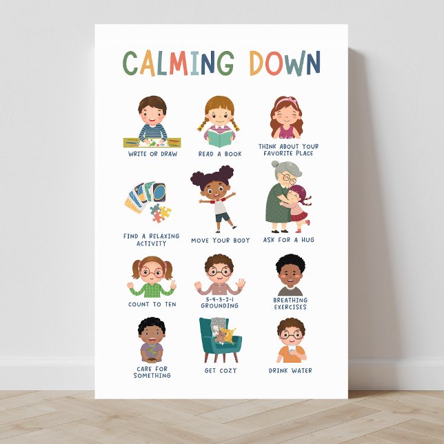 Calming Down Techniques Classroom Poster (social emotional learning, calming down, calm down corner, education, classroom posters, homeschool)