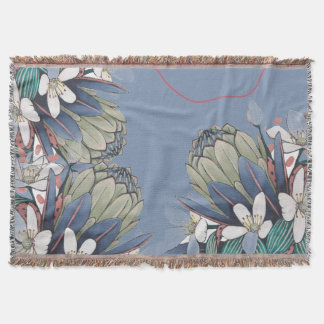 Calming Floral Protea Throw Blanket